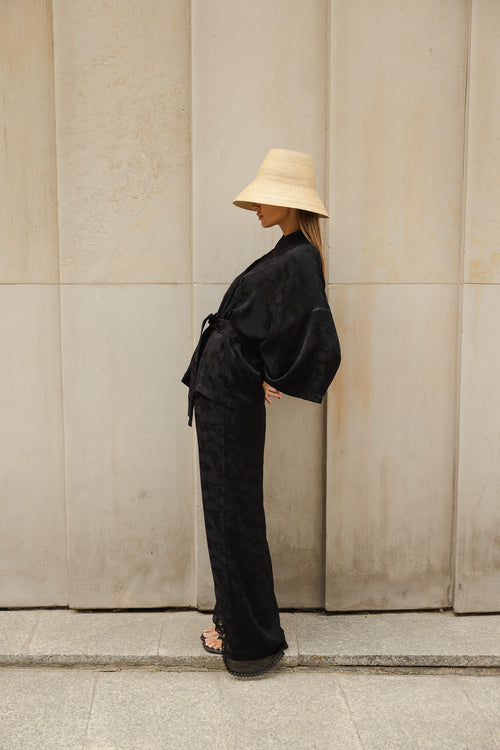 SET ‚GINGKO NOIR’ KIMONO I SPODNIE Z WISKOZY
