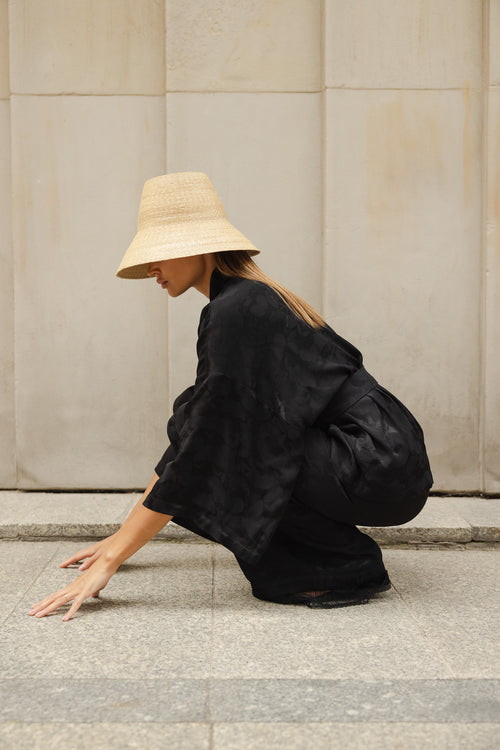SET ‚GINGKO NOIR’ KIMONO I SPODNIE Z WISKOZY