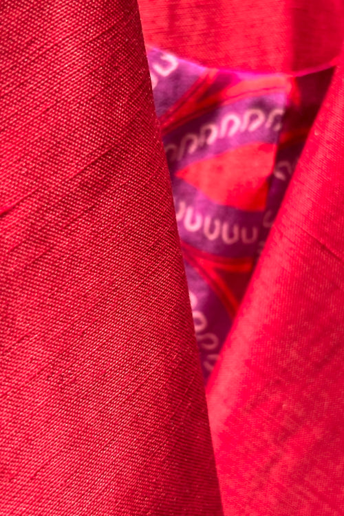 RED LINEN OVERSIZE JACKET 'RED STATEMENT'