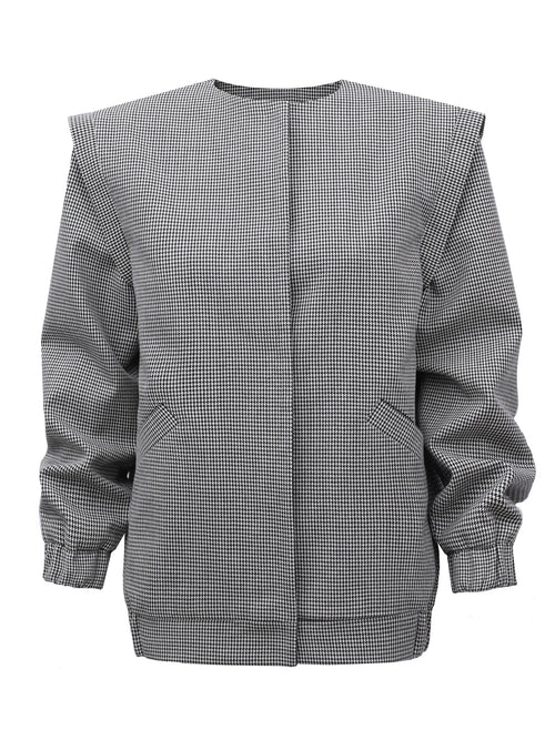 100% Italian wool bomber jacket, grey, 'SAMURAI PIED-DE-POULE'