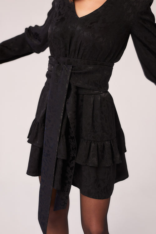 BLACK DRESS WITH PILLOWS AND KIMONON BELT "BRIGITTE"
