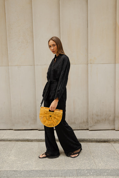 SET ‚GINGKO NOIR’ KIMONO I SPODNIE Z WISKOZY