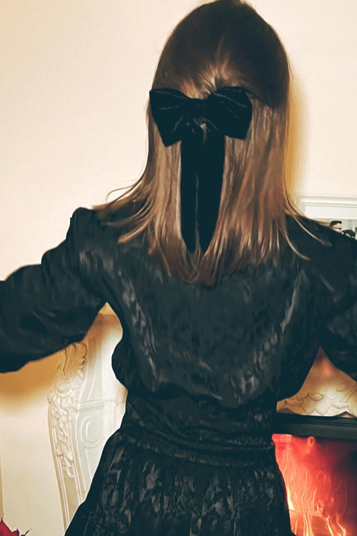 BLACK DRESS WITH PILLOWS AND KIMONON BELT "BRIGITTE"