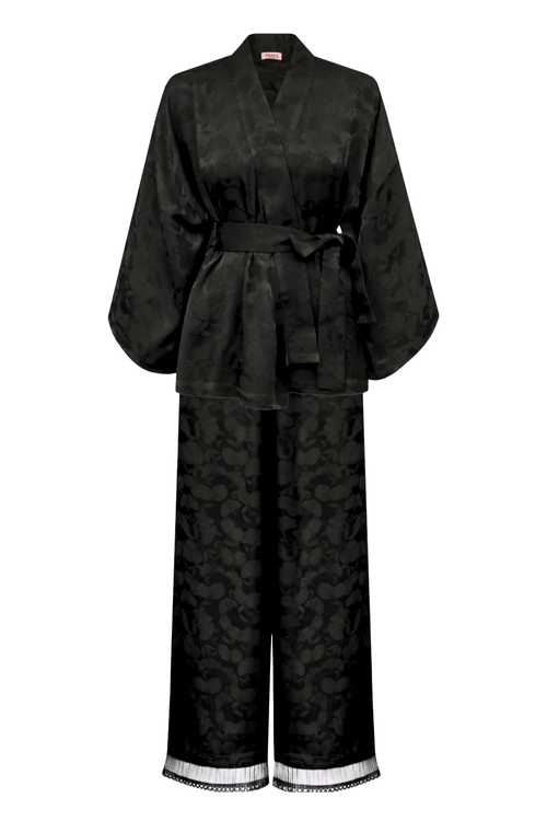 SET ‚GINGKO NOIR’ KIMONO I SPODNIE Z WISKOZY