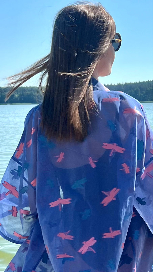 KIMONO ELEGANCKIE JEDWABNE 'DRAGONFLY' 100% JEDWAB
