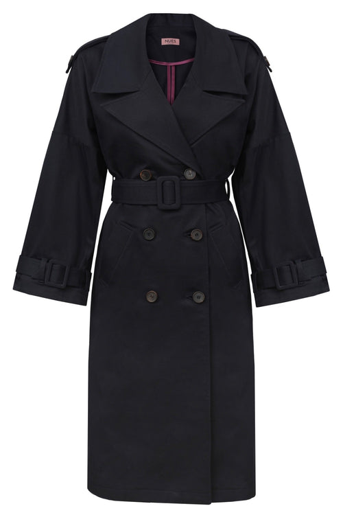 'NUIT' NAVY TRENCH COAT WITH WIDE SLEEVES