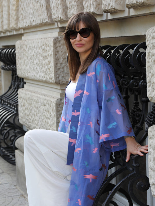 ELEGANT SILK KIMONO 'DRAGONFLY' 100% SILK