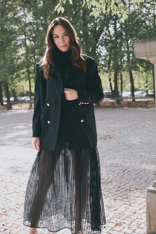 'ÉCLAT' BLACK WOOL AND CASHMERE JACKET WITH GOLD BUTTONS