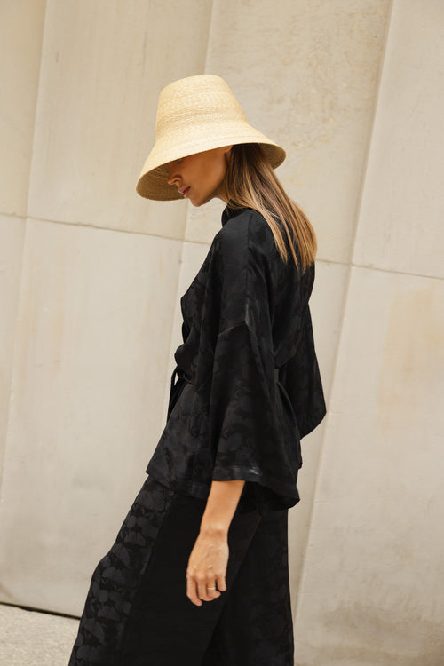 SET ‚GINGKO NOIR’ KIMONO I SPODNIE Z WISKOZY