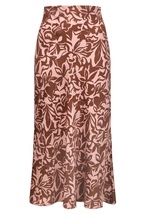 'SEPIA' VISCOSE SKIRT WITH FLORAL PRINT