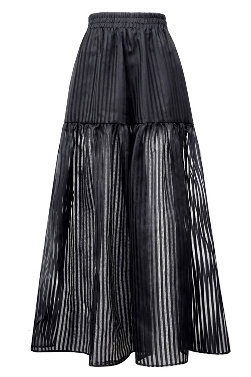 'ÉTHER' TRANSPARENT SILK AND WOOL SKIRT WITH SILK LINING