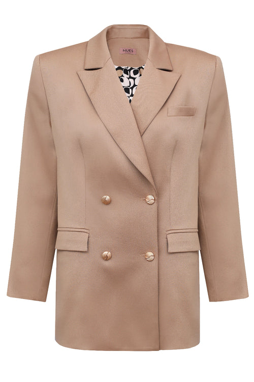 'LUMIÈRE' BEIGE WOOL AND CASHMERE JACKET WITH GOLD BUTTONS