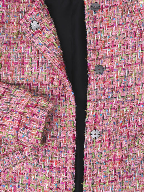 'SAMURAI CAMBON' PINK BOMBER JACKET À LA CHANEL WITH SILK LINING