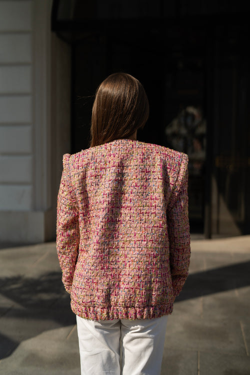 'SAMURAI CAMBON' PINK BOMBER JACKET À LA CHANEL WITH SILK LINING