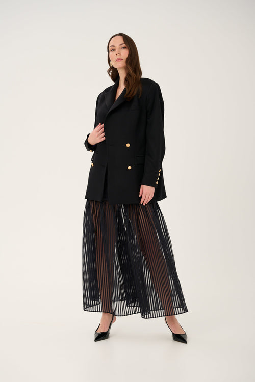 'ÉCLAT' BLACK WOOL AND CASHMERE JACKET WITH GOLD BUTTONS
