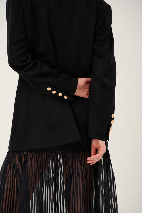 'ÉTHER' TRANSPARENT SILK AND WOOL SKIRT WITH SILK LINING