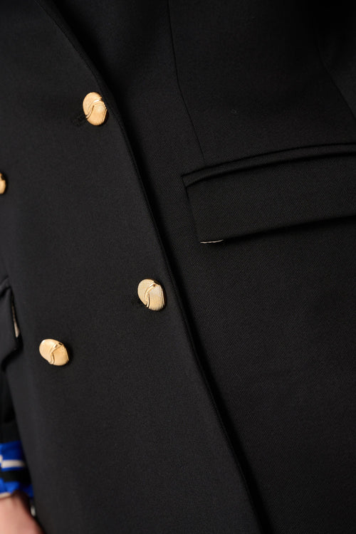 'ÉCLAT' BLACK WOOL AND CASHMERE JACKET WITH GOLD BUTTONS