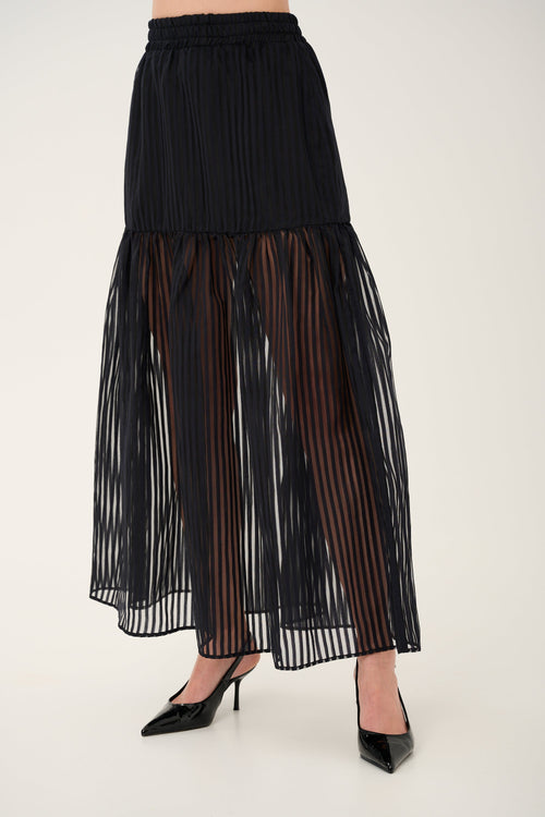 'ÉTHER' TRANSPARENT SILK AND WOOL SKIRT WITH SILK LINING