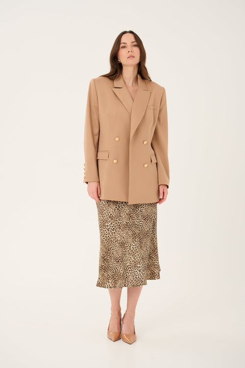 'LUMIÈRE' BEIGE WOOL AND CASHMERE JACKET WITH GOLD BUTTONS
