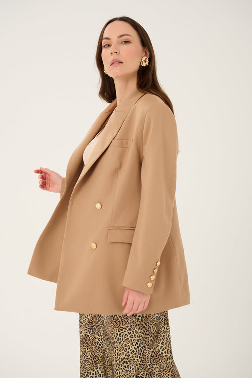 'LUMIÈRE' BEIGE WOOL AND CASHMERE JACKET WITH GOLD BUTTONS