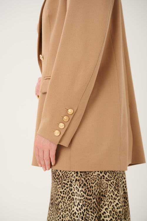 'LUMIÈRE' BEIGE WOOL AND CASHMERE JACKET WITH GOLD BUTTONS