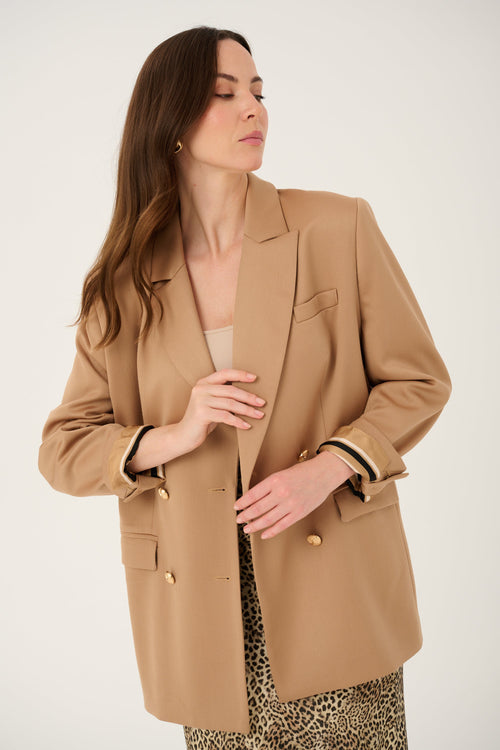 'LUMIÈRE' BEIGE WOOL AND CASHMERE JACKET WITH GOLD BUTTONS