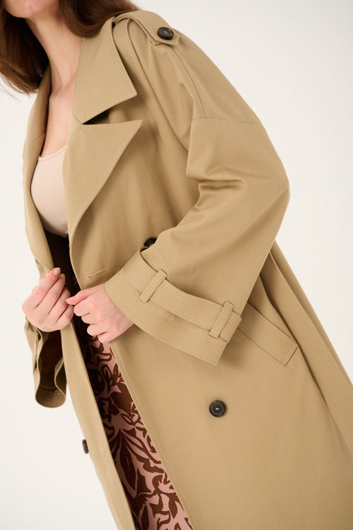 'AURORE' BEIGE TRENCH COAT WITH WIDE SLEEVES