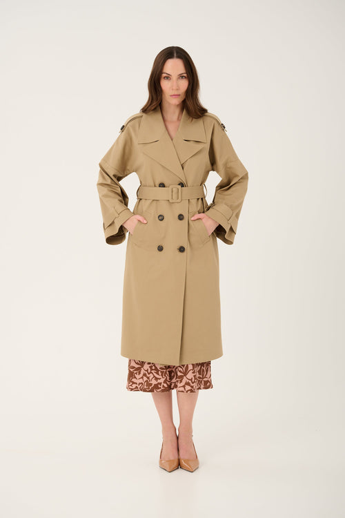 'AURORE' BEIGE TRENCH COAT WITH WIDE SLEEVES