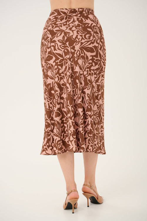 'SEPIA' VISCOSE SKIRT WITH FLORAL PRINT