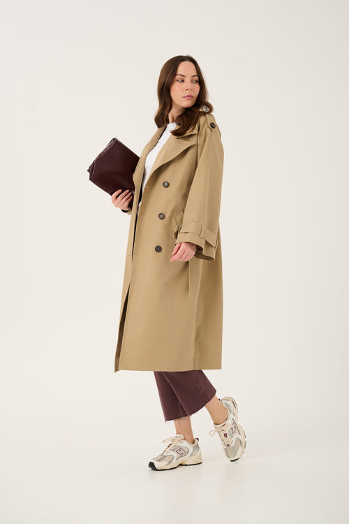 'AURORE' BEIGE TRENCH COAT WITH WIDE SLEEVES