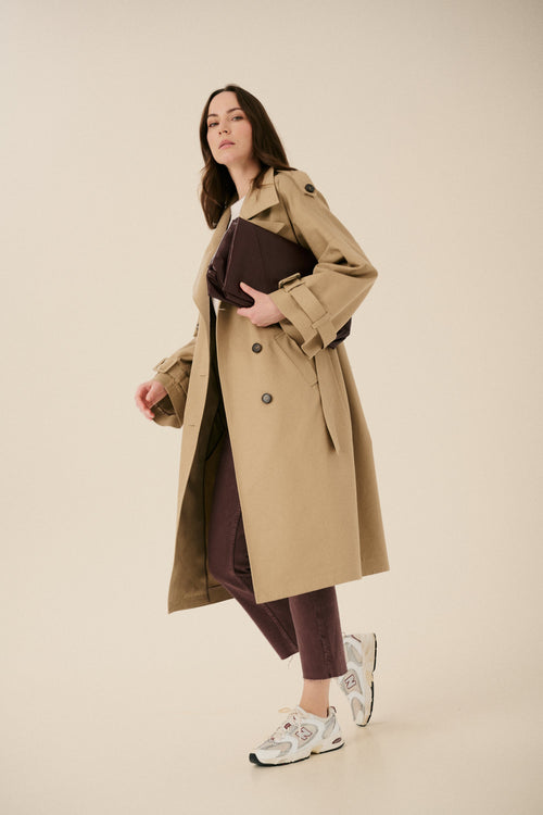 'AURORE' BEIGE TRENCH COAT WITH WIDE SLEEVES