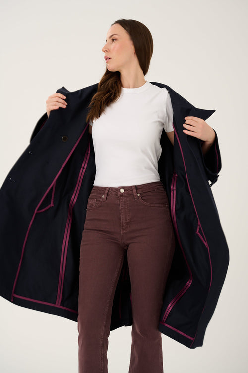 'NUIT' NAVY TRENCH COAT WITH WIDE SLEEVES