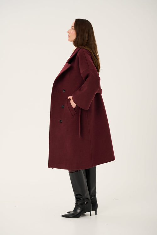 'BORDEAUX' CASHMERE AND WOOL COAT WITH KIMONO-STYLE SLEEVES