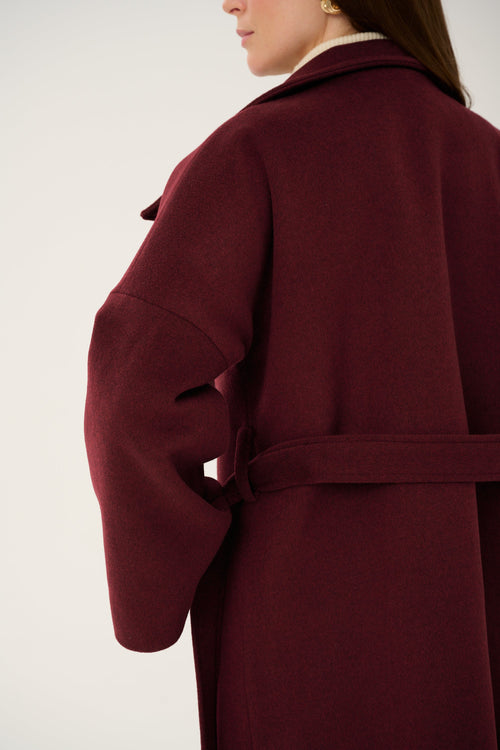'BORDEAUX' CASHMERE AND WOOL COAT WITH KIMONO-STYLE SLEEVES