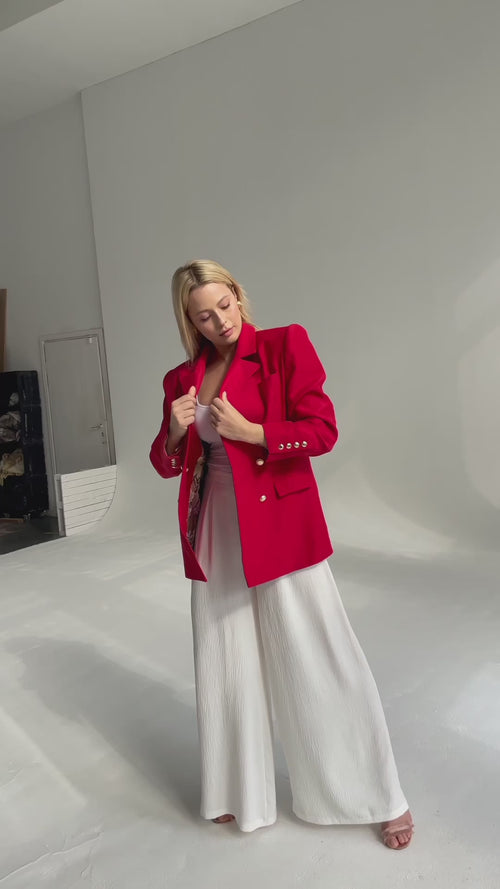 RED LINEN OVERSIZE JACKET 'RED STATEMENT'
