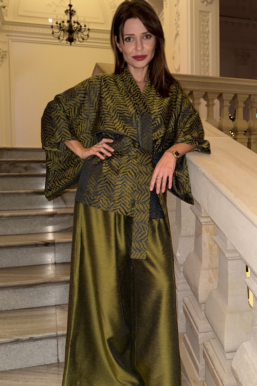 SET ,GOLDEN EVE’ KIMONO I SPODNIE Z WISKOZY