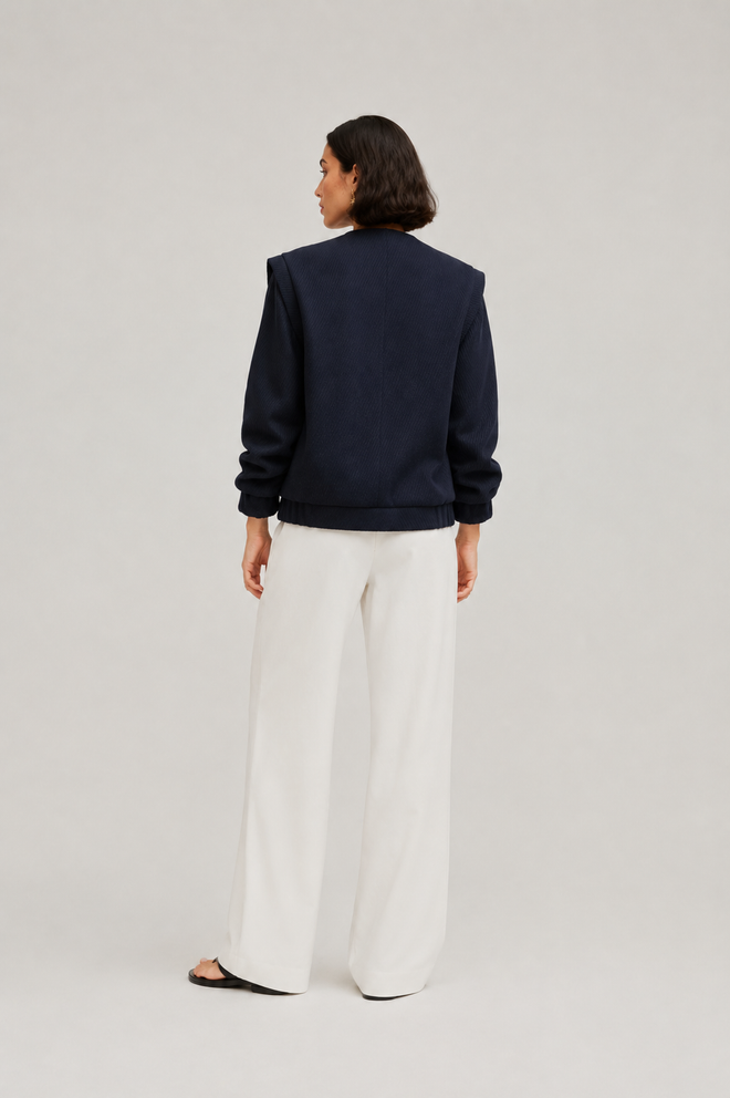 WEŁNIANA GRANATOWA BOMBERKA ZE 100% WŁOSKIEJ WEŁNY 'SAMURAI NAVY'