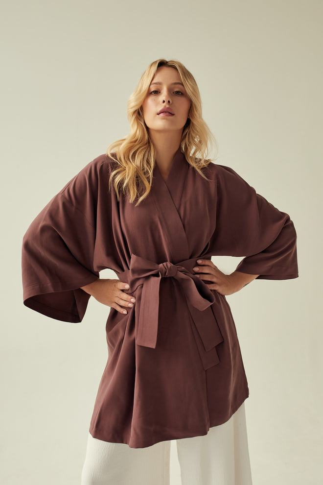 KIMONO KRÓTKIE ‘OKINAWA PLUM’ Z CUPRO