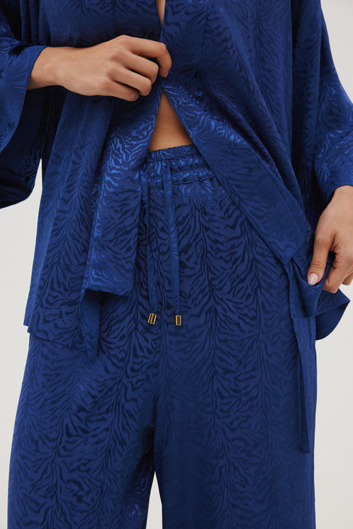 KOMPLET KIMONO I SPODNIE Z WISKOZOWEGO ŻAKARDU – ‘INDIGO SET’