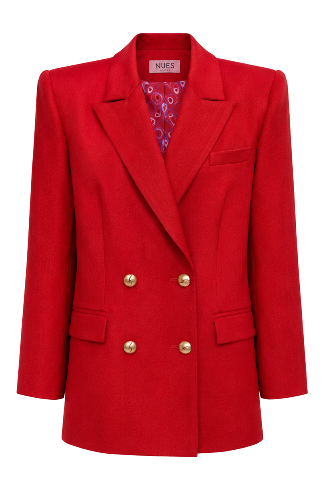 CZERWONA LNIANA MARYNARKA OVERSIZE 'RED STATEMENT’