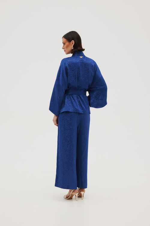 KOMPLET KIMONO I SPODNIE Z WISKOZOWEGO ŻAKARDU – ‘INDIGO SET’