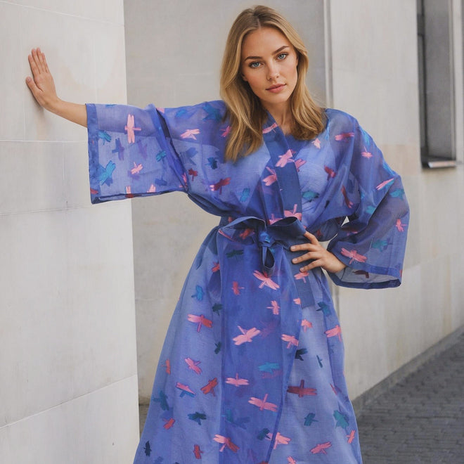 KIMONO ELEGANCKIE JEDWABNE 'DRAGONFLY' 100% JEDWAB