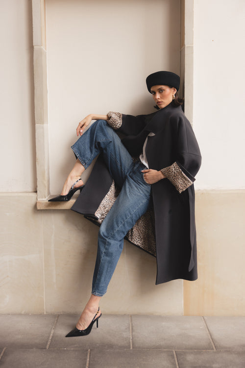 'BORDEAUX' CASHMERE AND WOOL COAT WITH KIMONO-STYLE SLEEVES