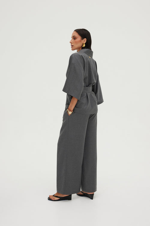 SET KIMONO I SPODNIE ZE 100% WŁOSKIEJ, PRZEWIEWNEJ WEŁNY — ‚GENEVA’