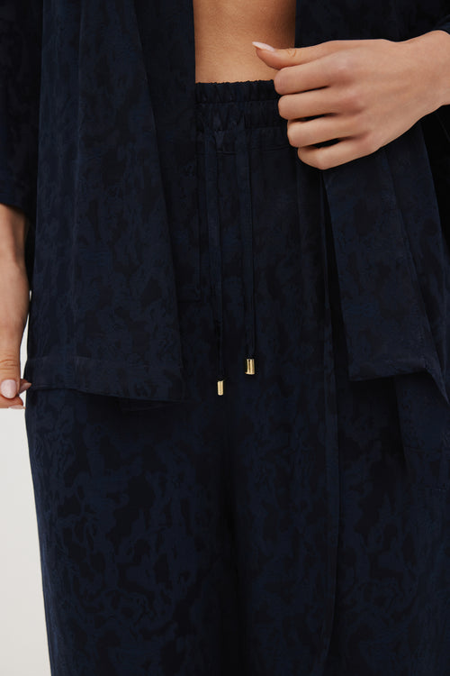 KOMPLET KIMONO I SPODNIE Z WISKOZOWEGO ŻAKARDU – ‘MINUIT SET’