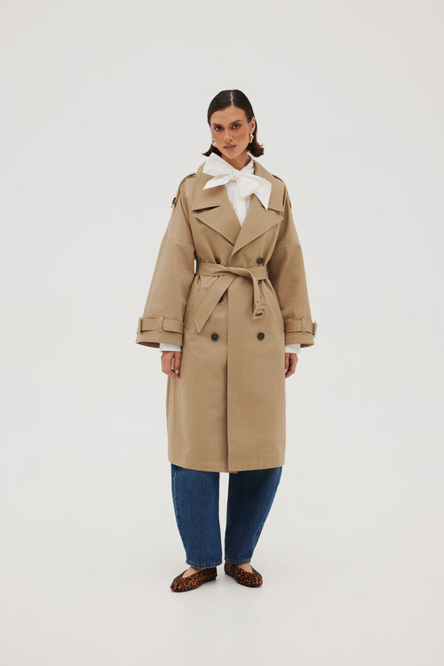 'AURORE' BEIGE TRENCH COAT WITH WIDE SLEEVES