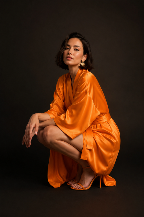 ORANGE KIMONO DRESS 'DINNER AT THE MANDARIN ORIENTAL'
