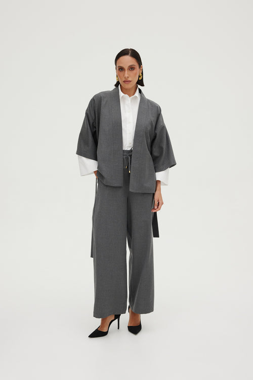 SET KIMONO I SPODNIE ZE 100% WŁOSKIEJ, PRZEWIEWNEJ WEŁNY — ‚GENEVA’