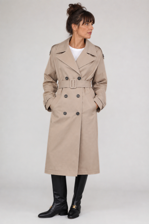 'AURORE' BEIGE TRENCH COAT WITH WIDE SLEEVES