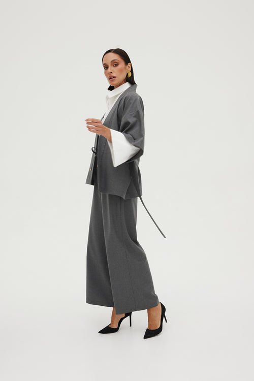 SET KIMONO I SPODNIE ZE 100% WŁOSKIEJ, PRZEWIEWNEJ WEŁNY — ‚GENEVA’
